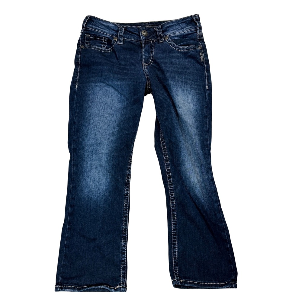 Silver Jeans Co. Suki Mid Capri Womens W29 Dark Wash Super Stretch Denim Blue